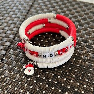 Hand Crafted Red and White Holiday Bracelet